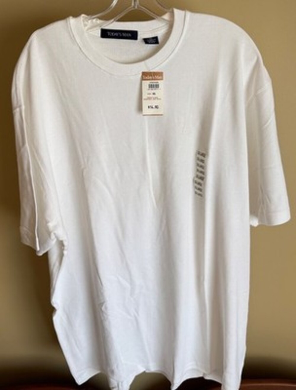 Today's Man Men's Vintage Casual Shirt White XXL 100% Cotton Crew Neck